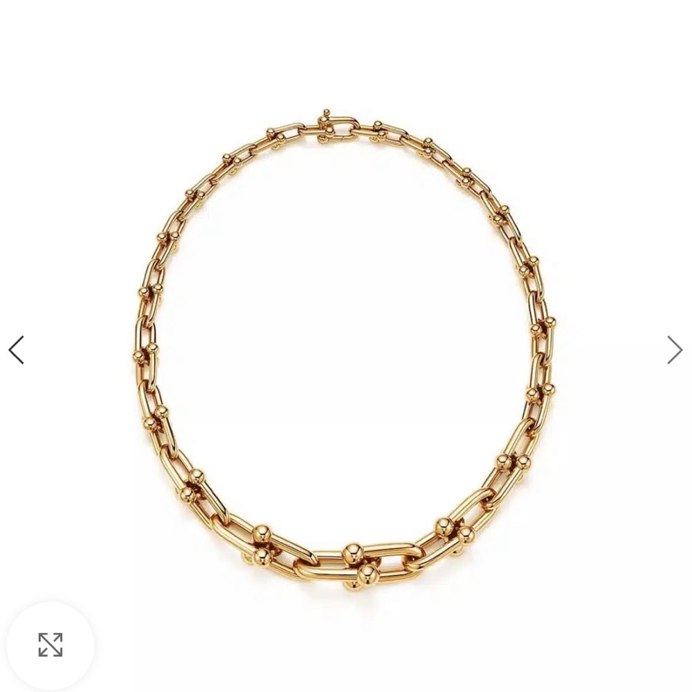 Women’s Gold Link Necklace with Bead Accents